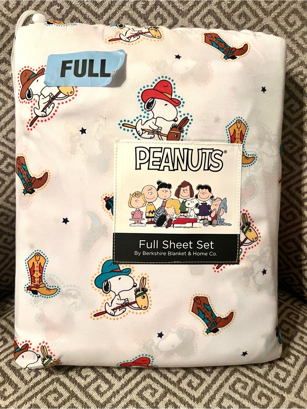 NEW PEANUTS Snoopy Full Sheets Set Snoopy /Woodstock cowboy Polyester washable